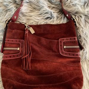 Burgundy Suede Coach Purse
